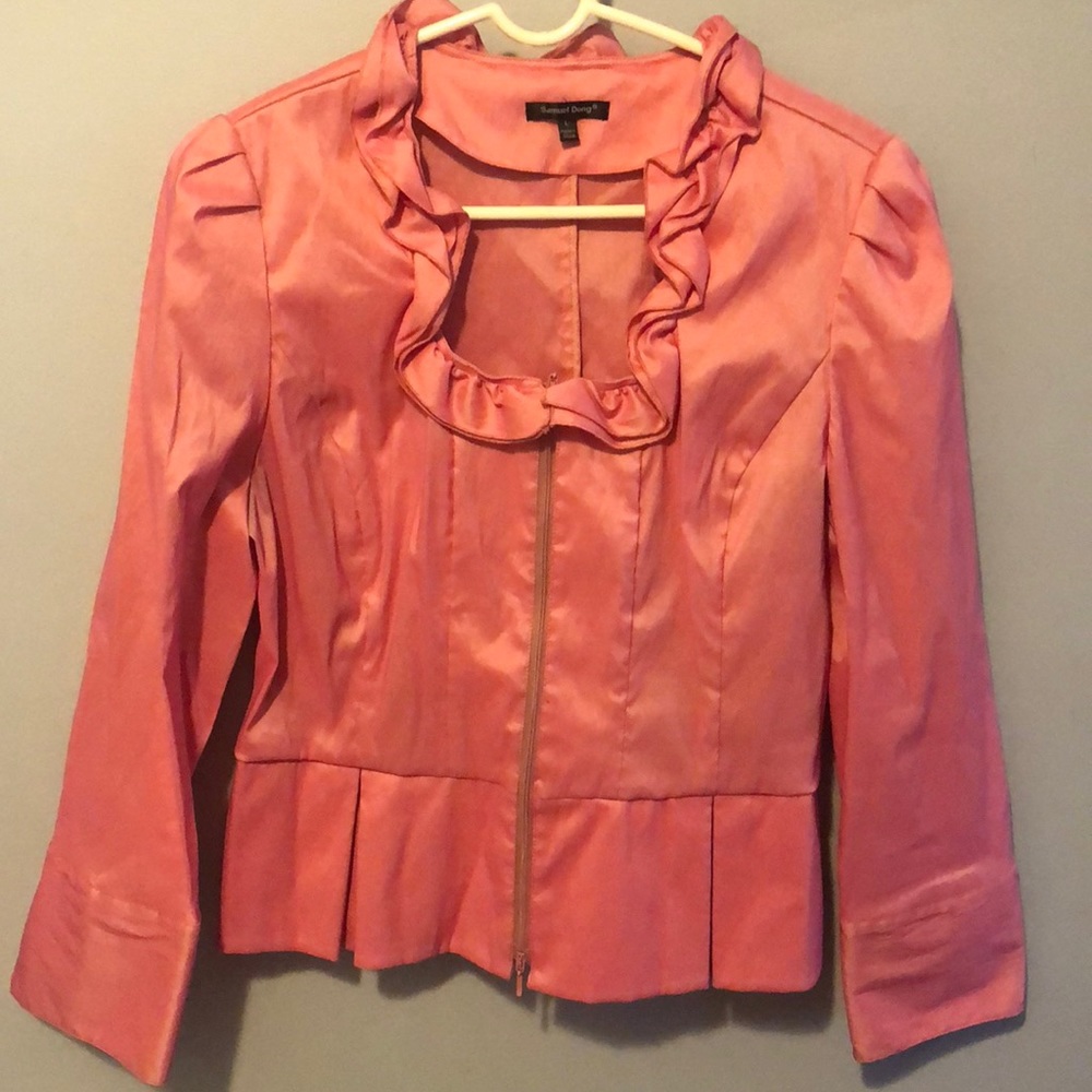 Samuel Dong pink ruffle coat